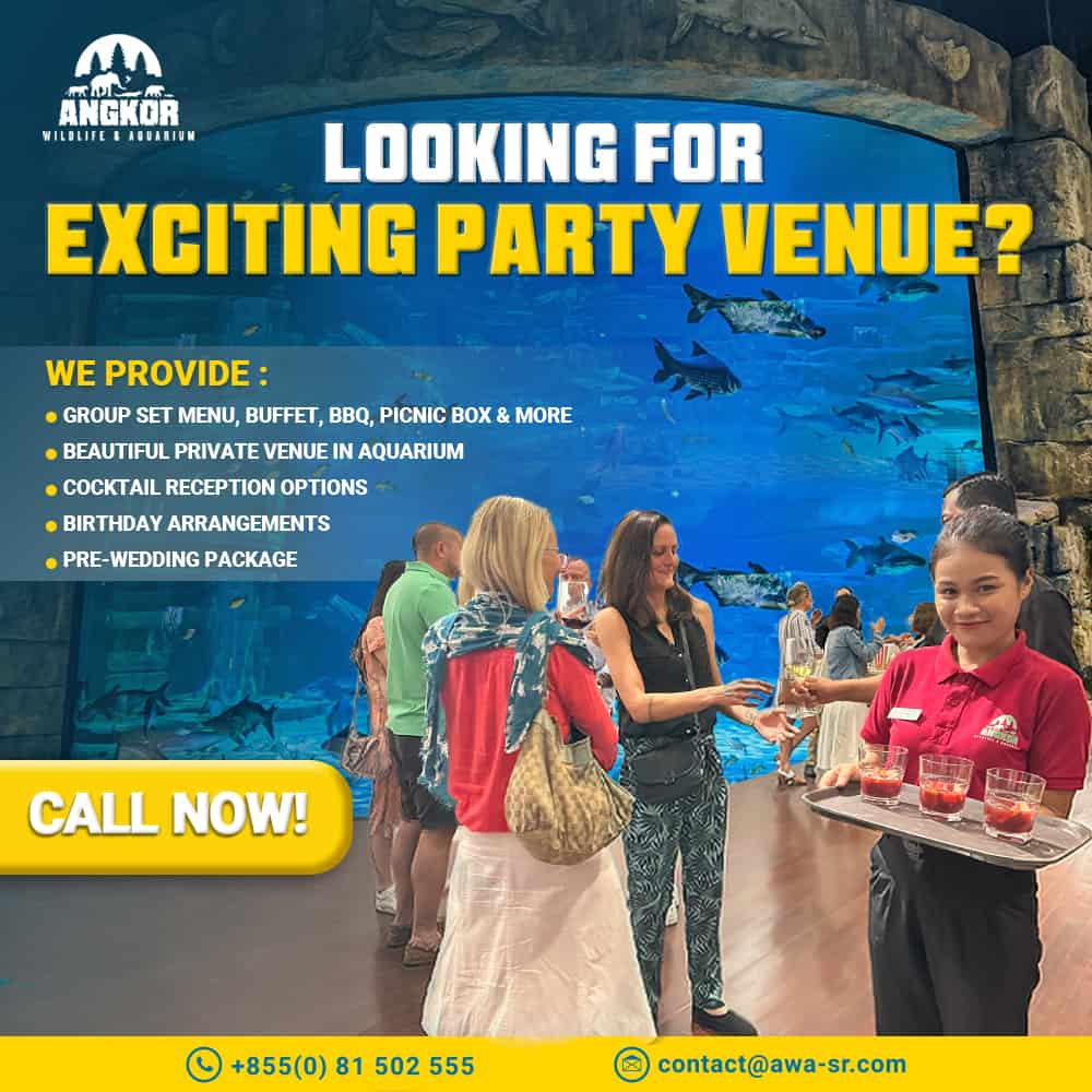 Luxury private aquarium venue for events and parties in Angkor Wildlife & Aquarium.