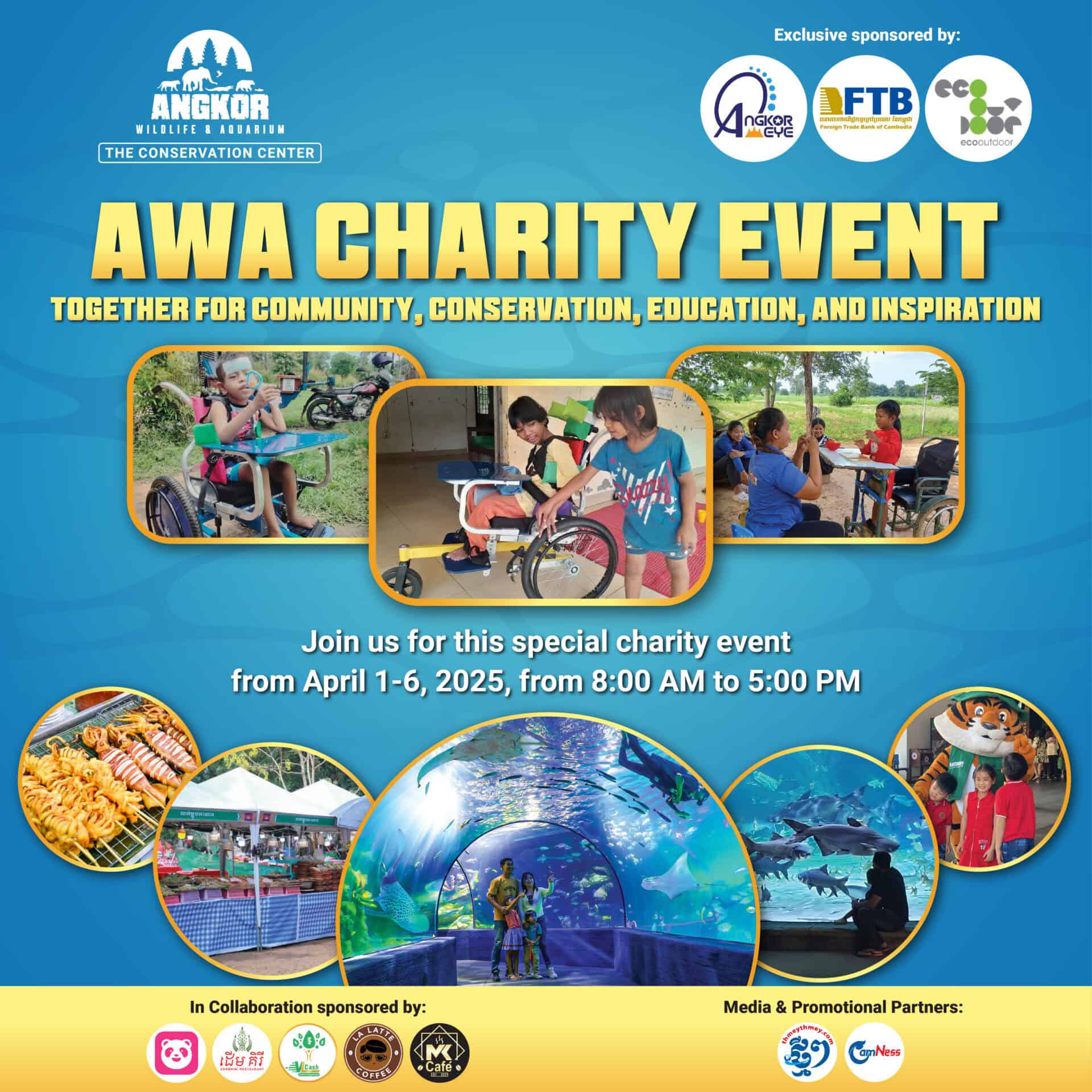 Colorful aquarium with diverse marine life displays at Angkor Wildlife & Aquarium.